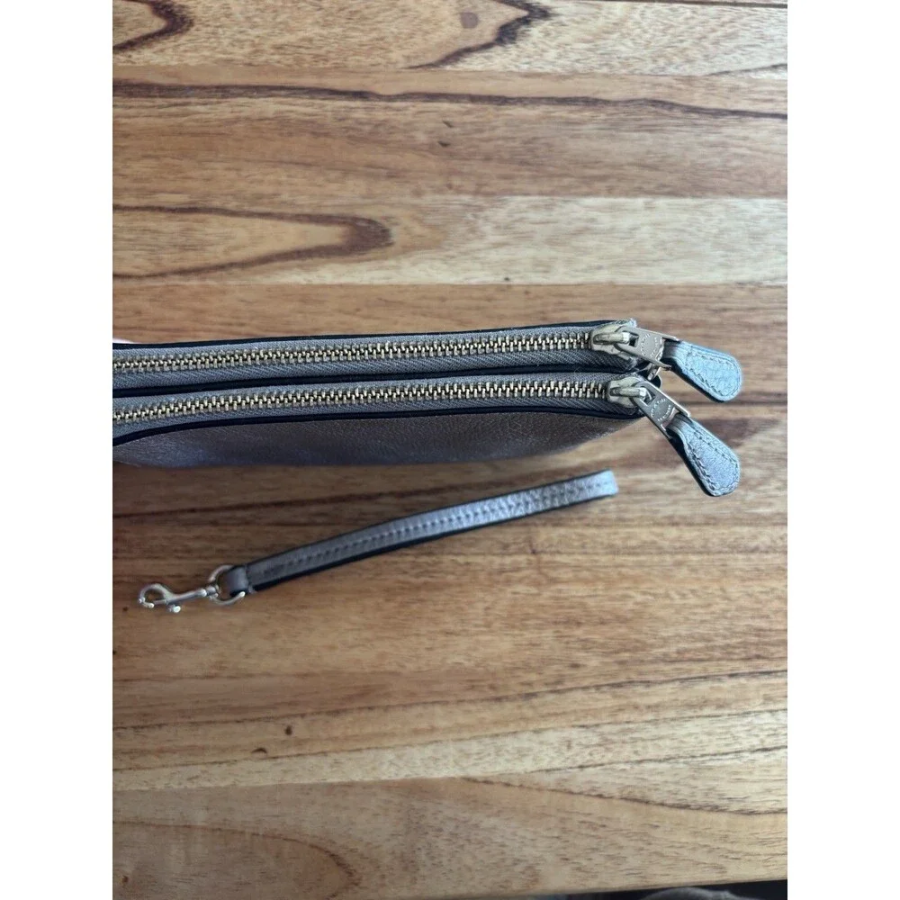 Coach Double Zip wallet/wristlet Gunmetal Leather